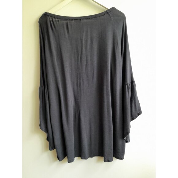 Wrangler Boho Casual Cowgirl Gothic Flared Sleeve Sz Large Lightweight Top Black - Picture 6 of 8